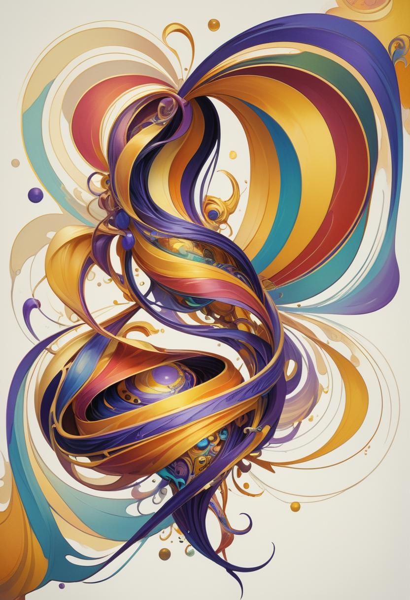 Dark Fantasy Abstract Shapes in Purple and Yellow