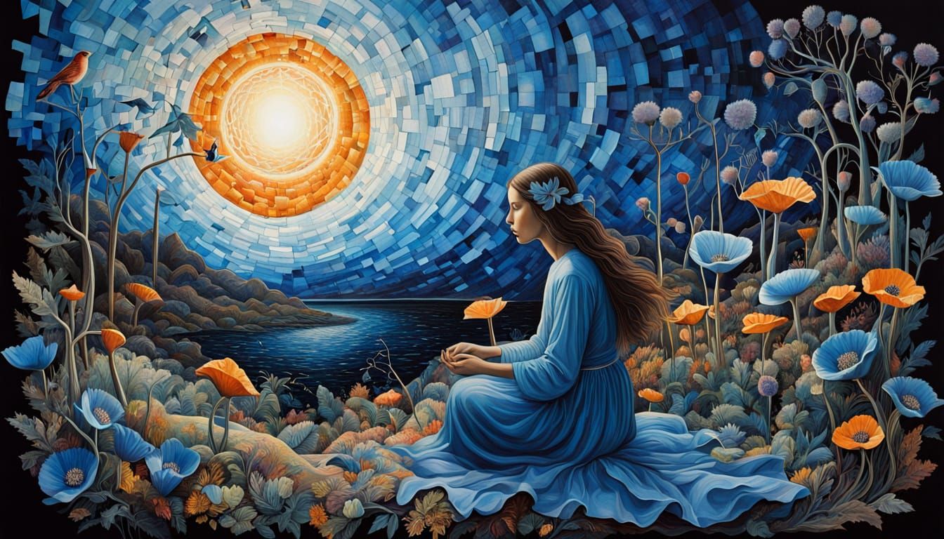 Dreamlike Cosmic Abstraction of Interconnected Minds and Fan...