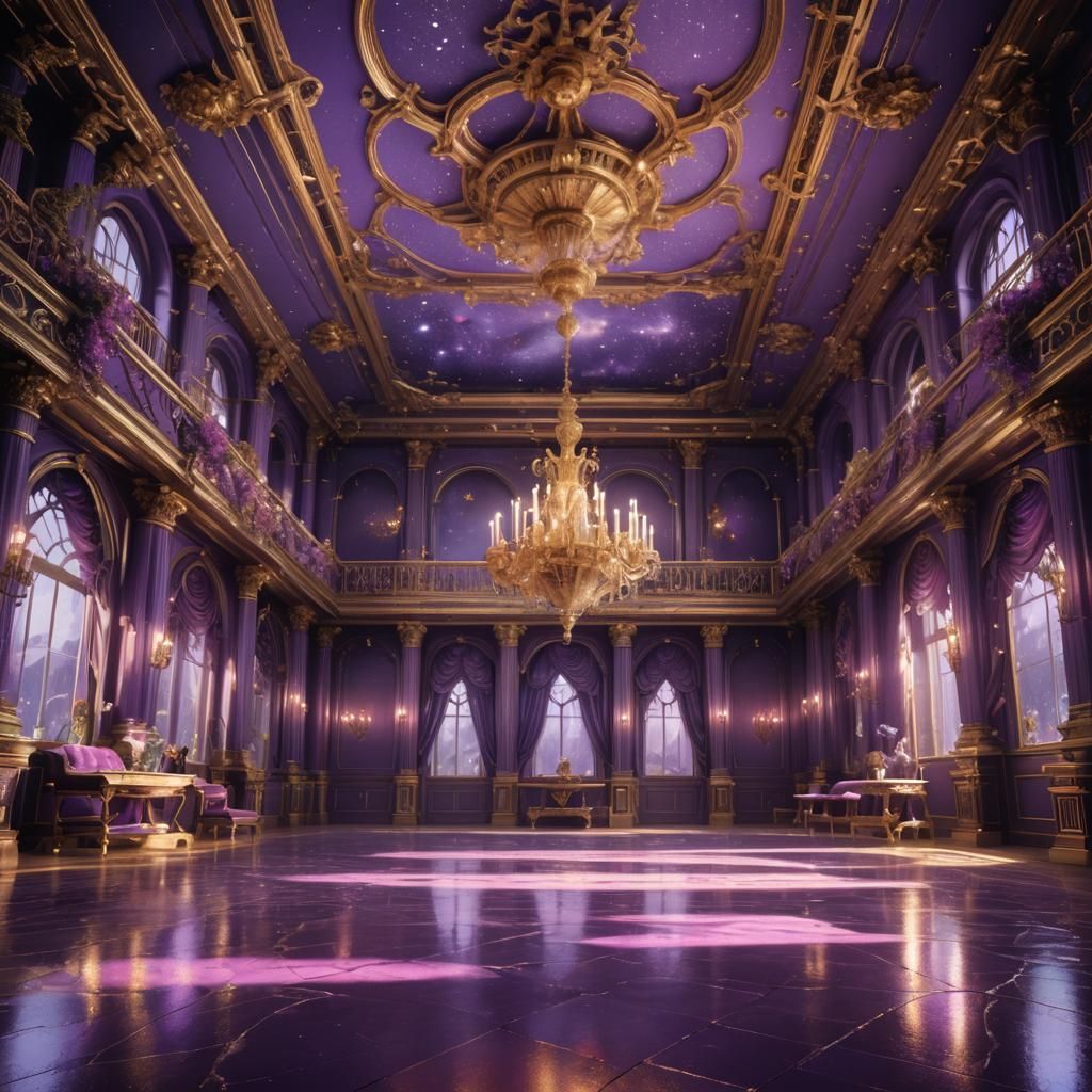 Fantastical Purple Ballroom in Detailed Matte Painting