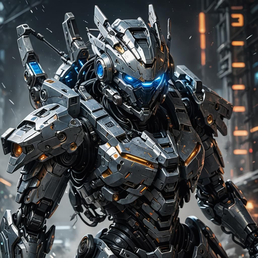 Cyberpunk Goddess Robot Halo Warrior