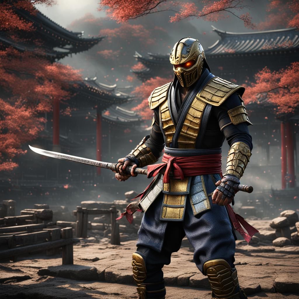 Photorealistic Samurai Ninja Fusion in High Fantasy Style
