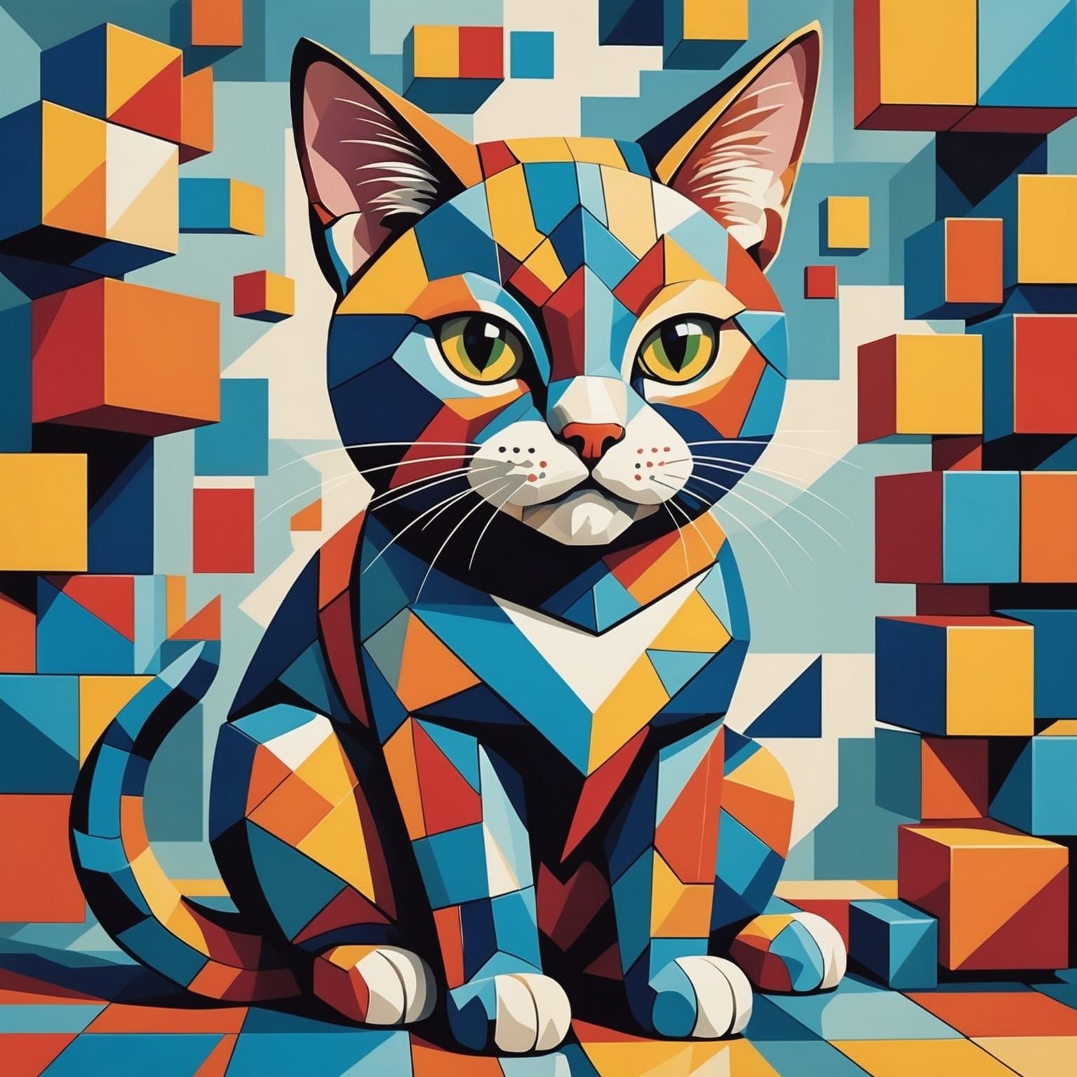 Cubism art: cat