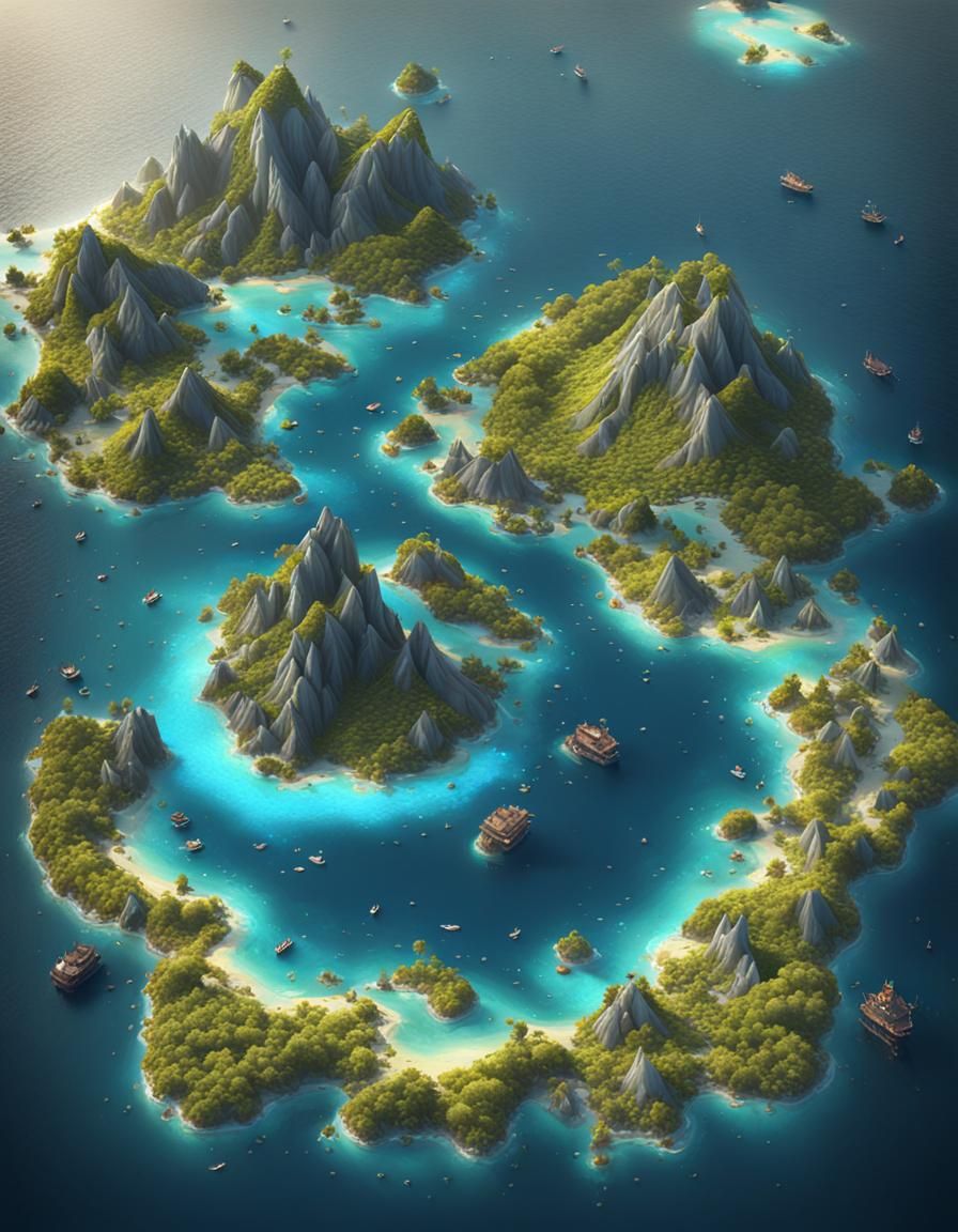 Map to Laugh Tale Island: Colorful Fantasy Art