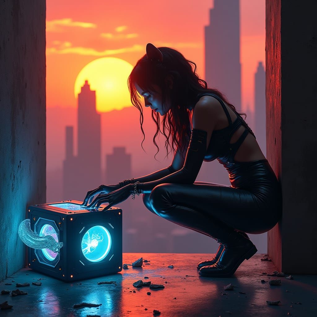 Cyberpunk Assassin Deploys Metallic Spy Cat