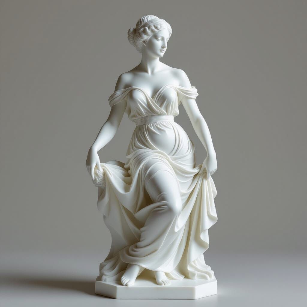Photorealistic Marble Sculpture of Elegant Woman