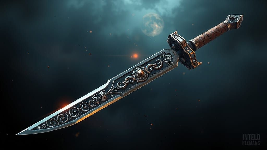 Cyberpunk Fantasy Katana in Industrial Sci-Fi Realm