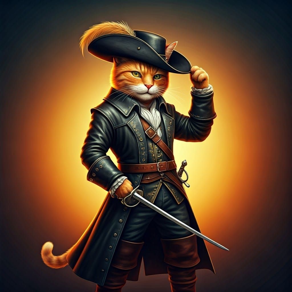 Puss in Boots: Orange Tabby Cat in 3D Style