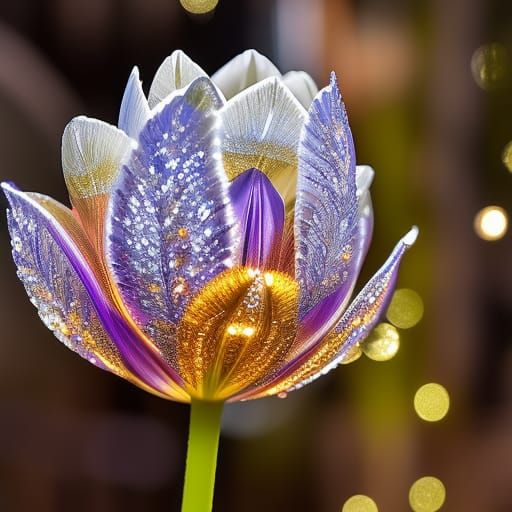 Luminescent Crystal Tulip: Micro Photography