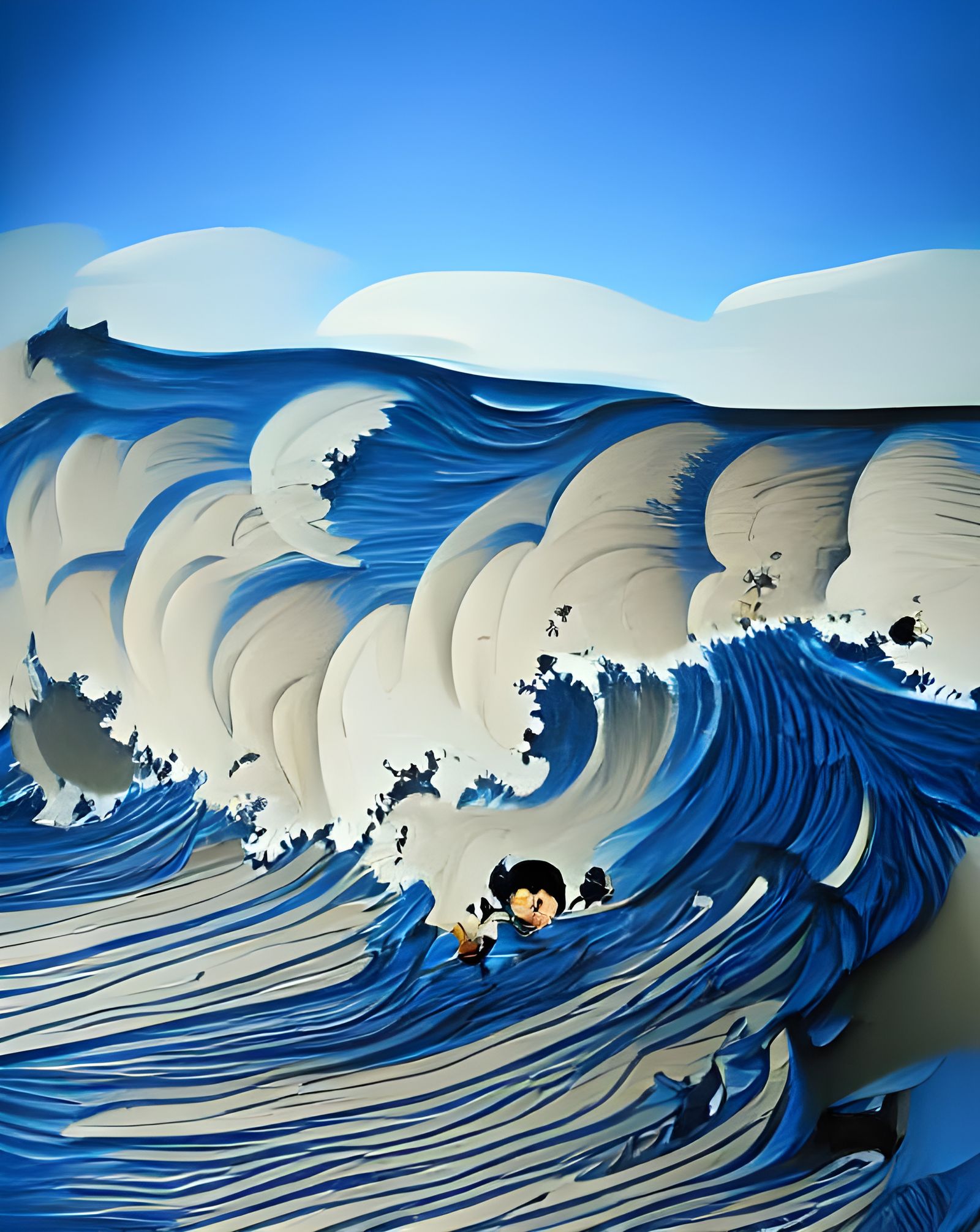 Giant Wave Art in Pop Art Pixar Style