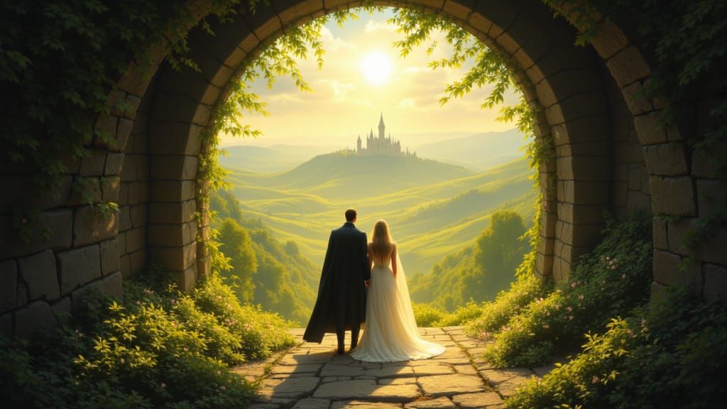 ArcaneGlow: Couple Gazing at Valley Castle