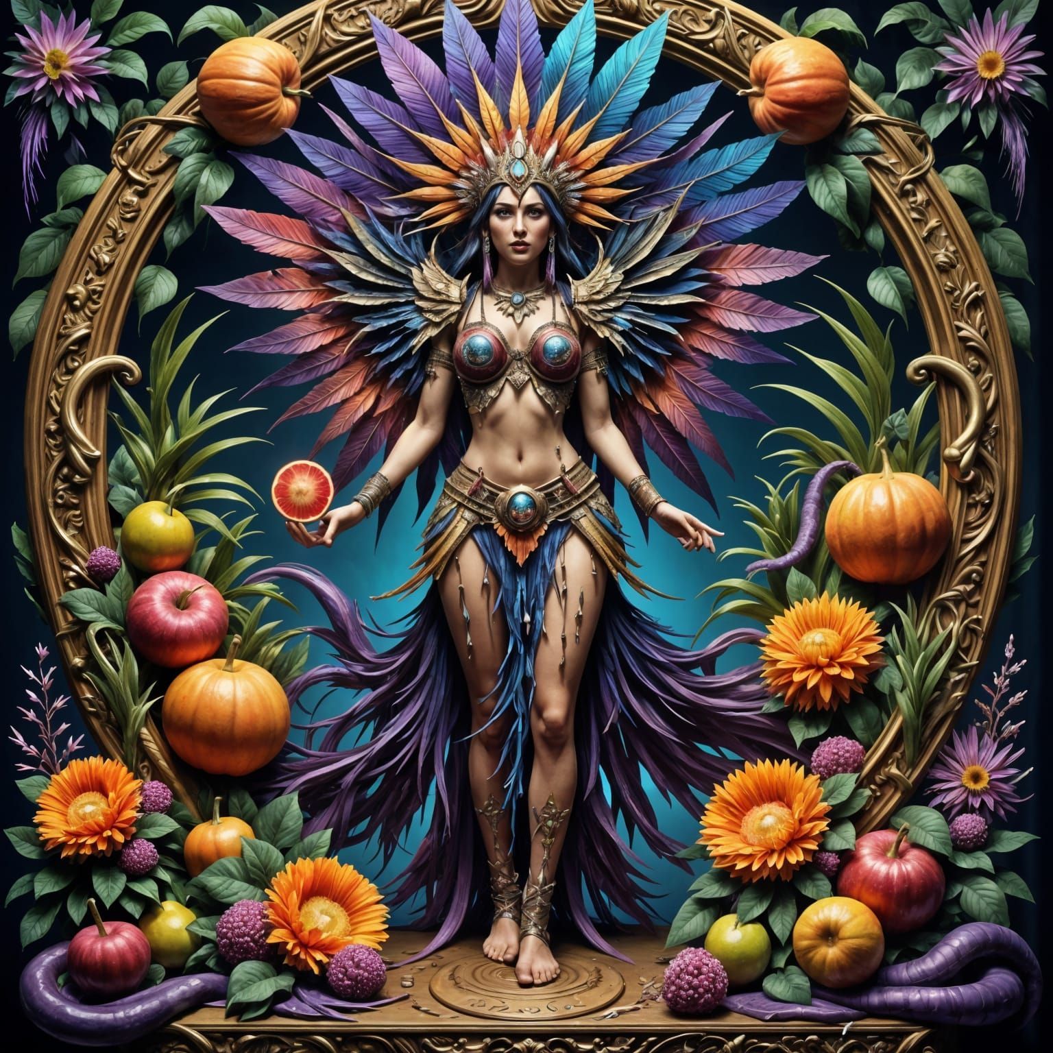 Ethereal Aztec Queen in Dreamlike Landscape with Iridescent ...