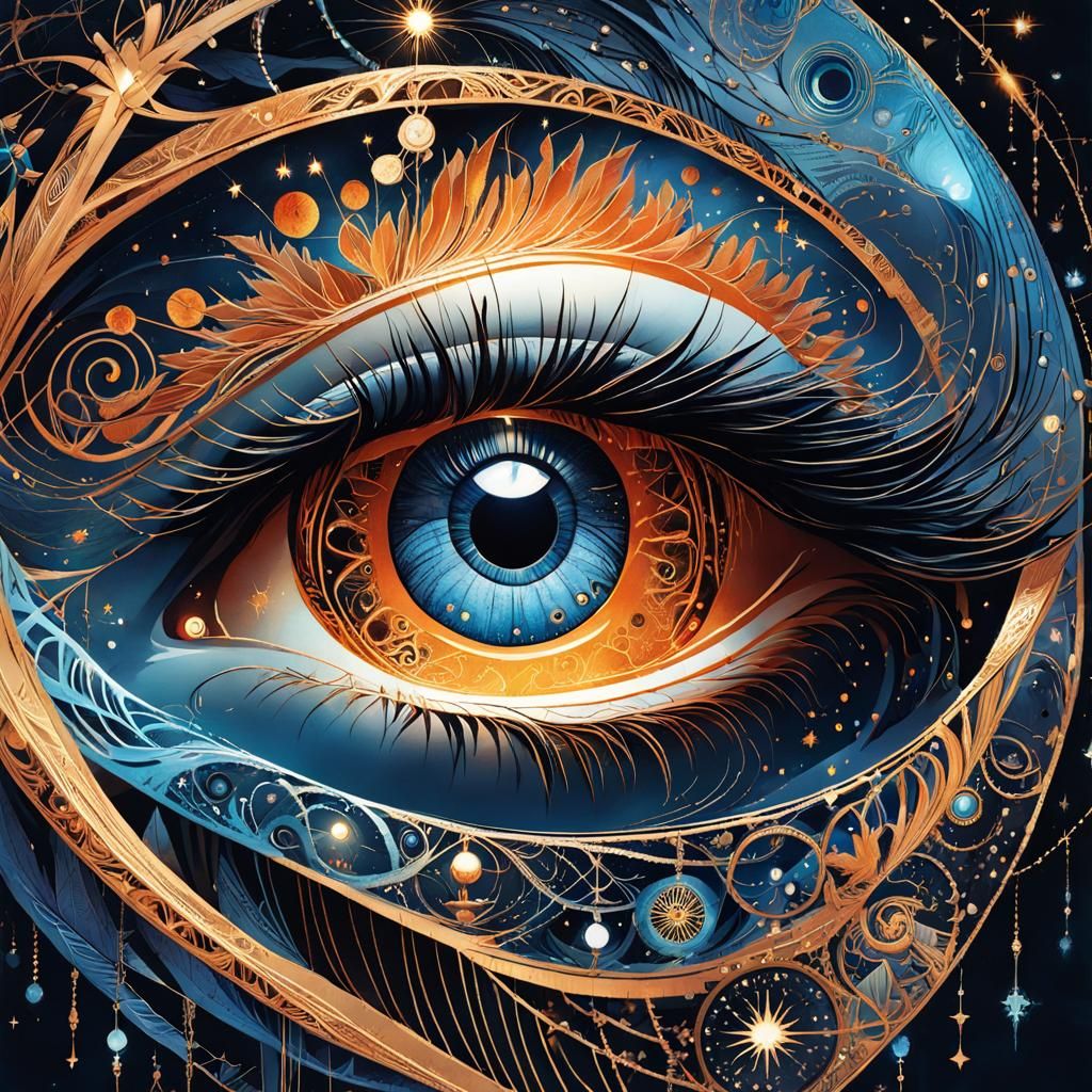 DNA Eye with Constellations, Digital Art