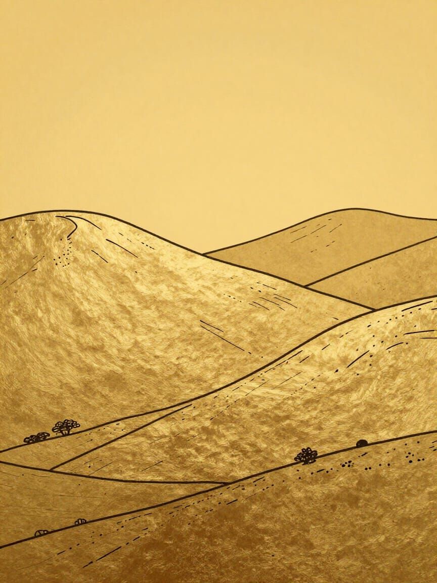 Minimalist Line Art of Fells at Dawn