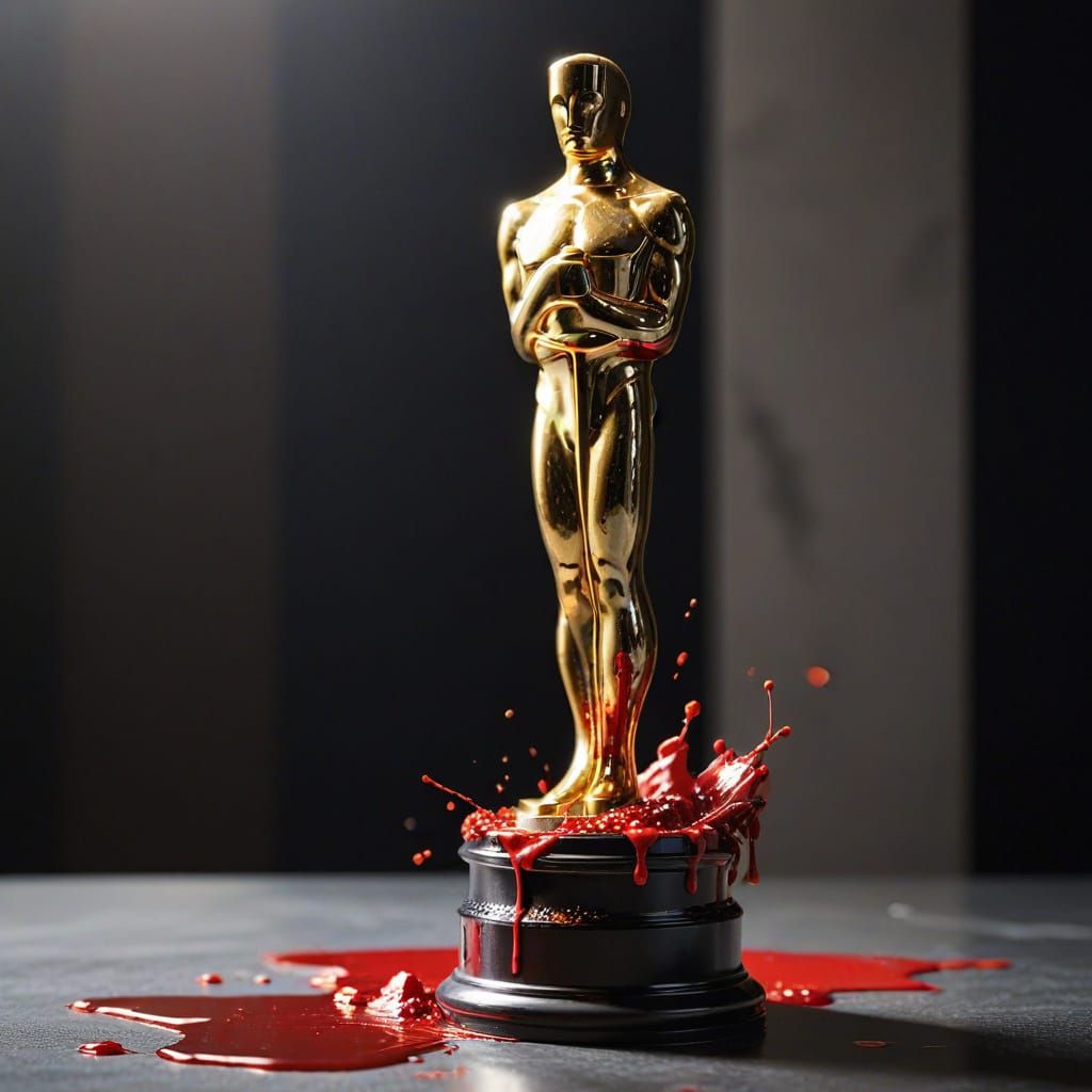 Golden Hollywood Icon Bleeds in a Splash of Crimson