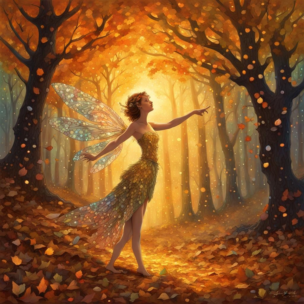 Magical Fairy Dances in Forest Clearing