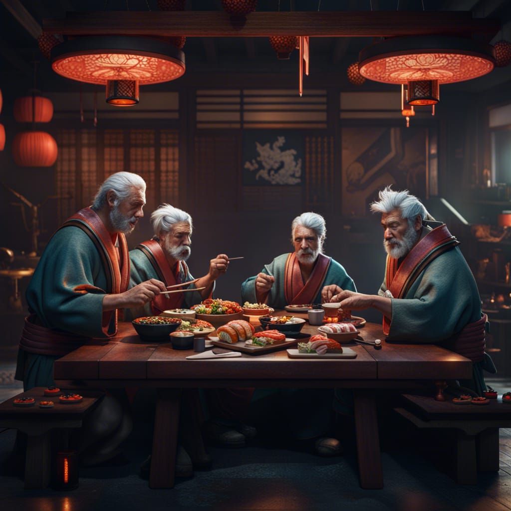 Humorous Sushi Meal in Detailed Matte Painting