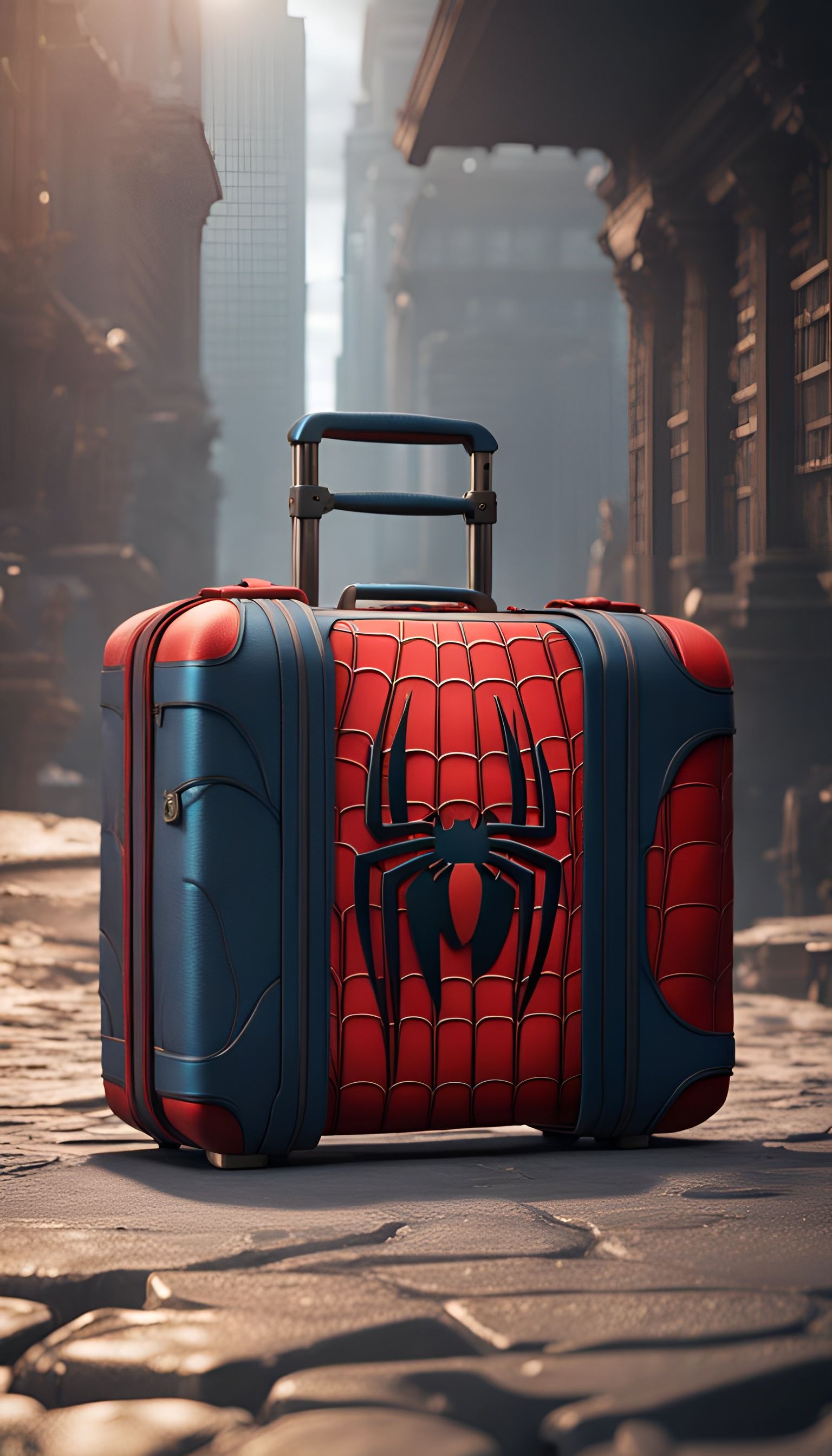 Spiderman Suitcase: Detailed Fantasy Concept Art