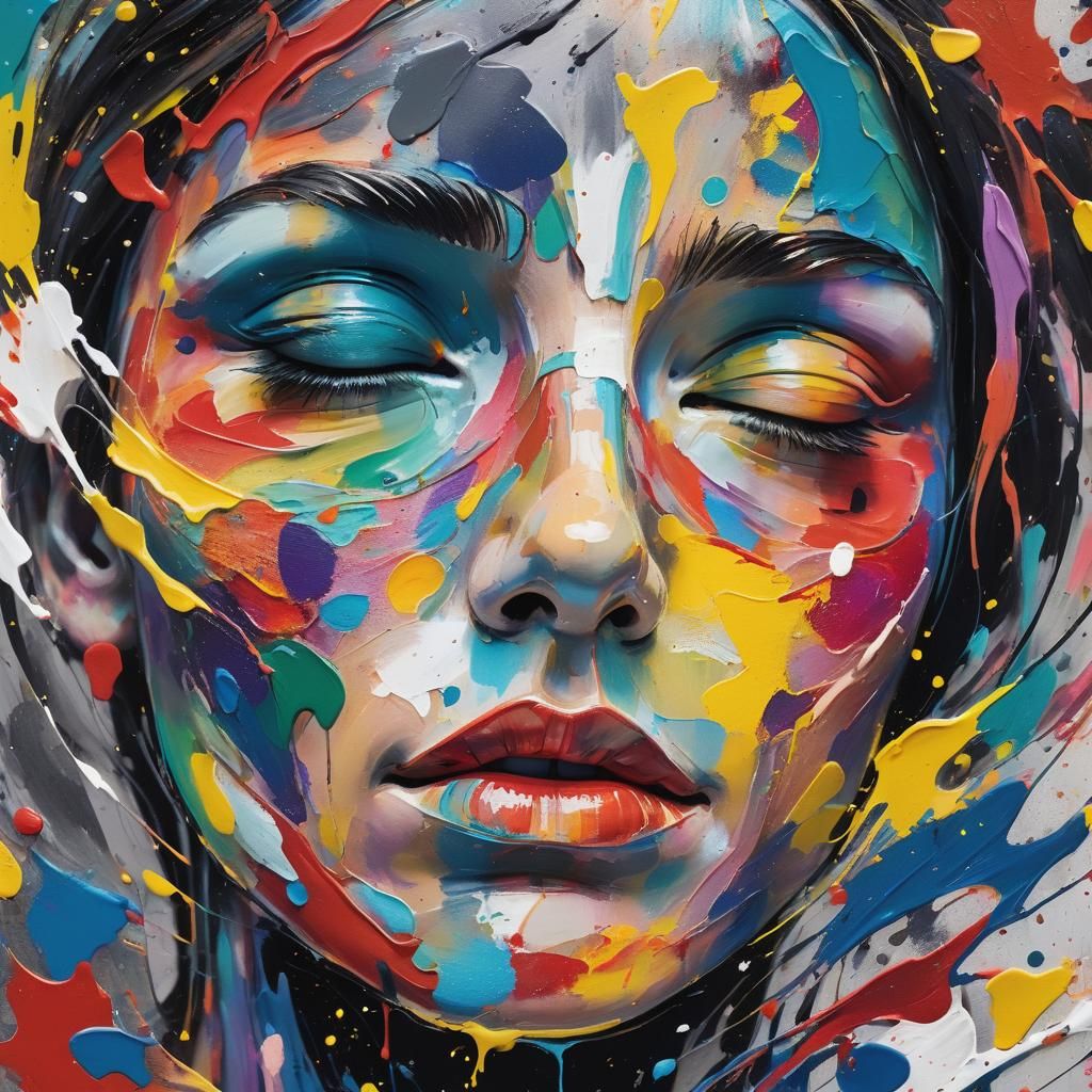 Expressive Abstract Portrait in Vibrant Brushstrokes