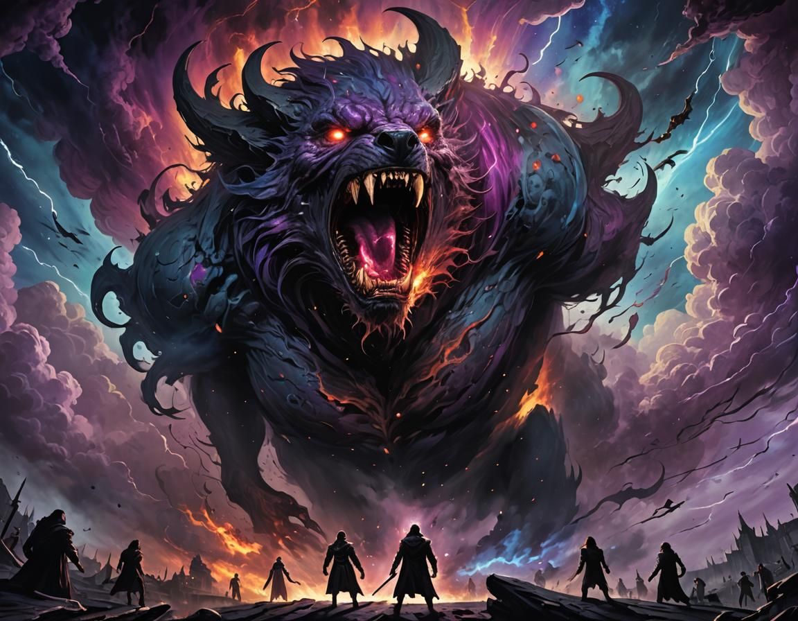 Epic Battle: Creature Versus Humanity in Collapsing Reality