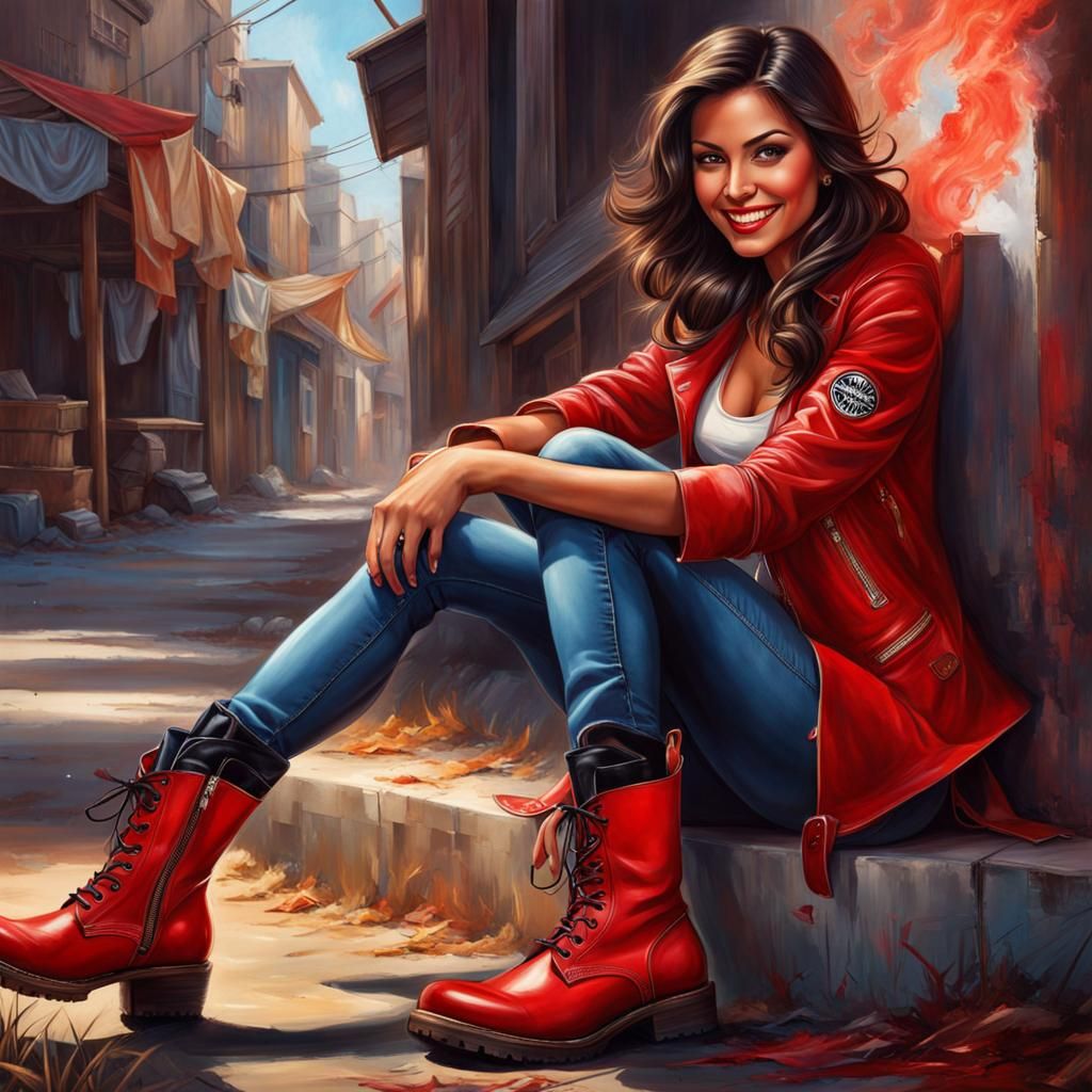 Smiling Woman in Airbrush Comic Book Style