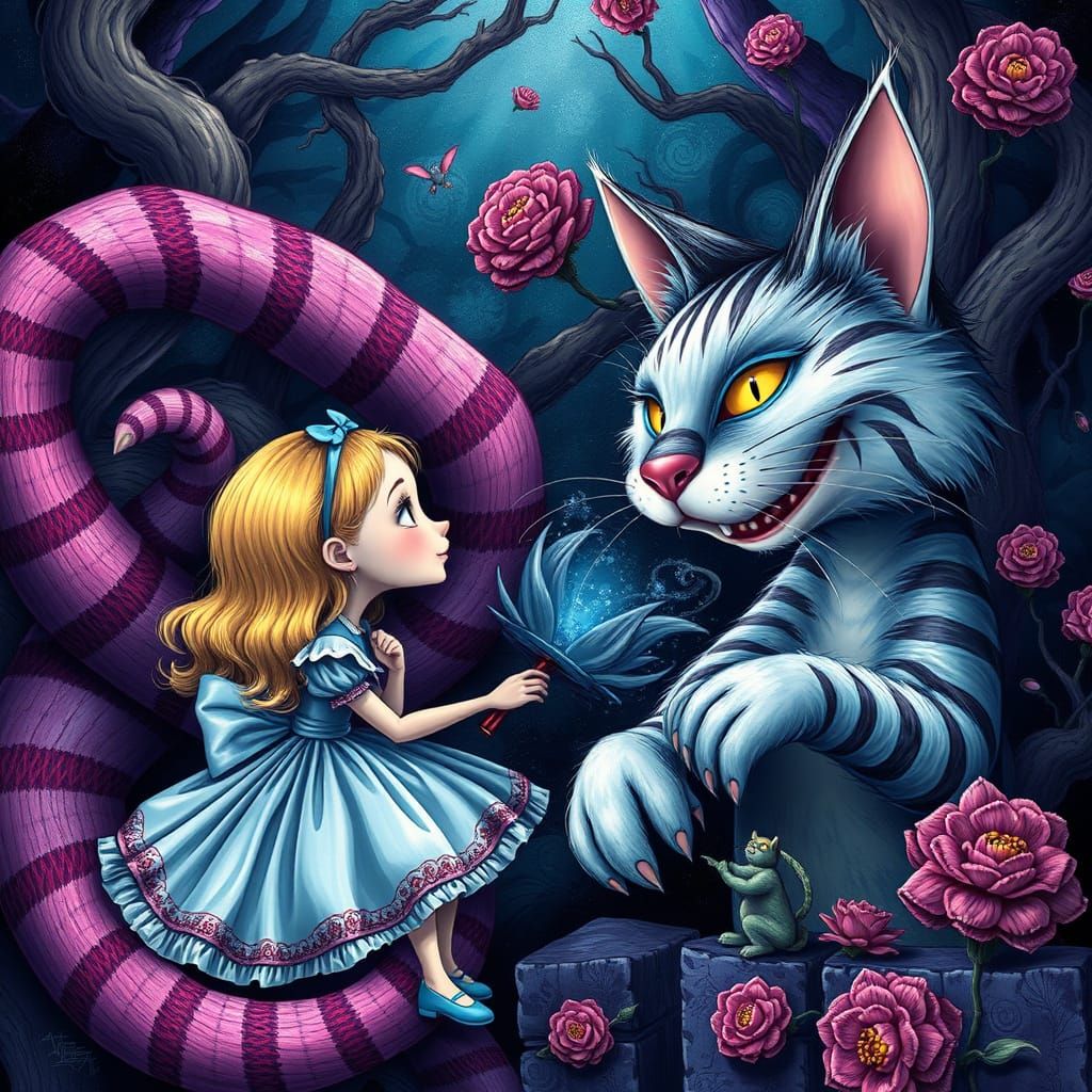 Alice in Wonderland: Cheshire Cat, Detailed Digital Art