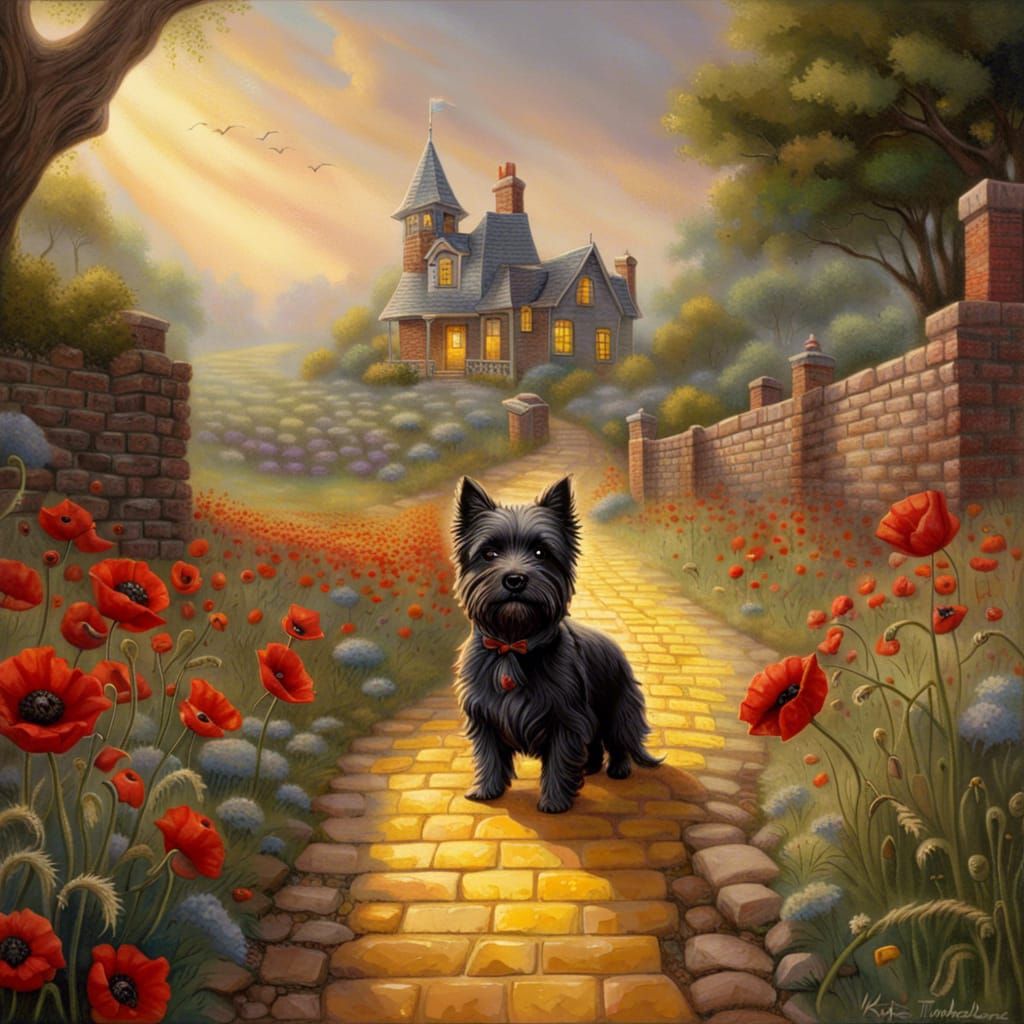 Dorothy and Toto on the Yellow Brick Road
