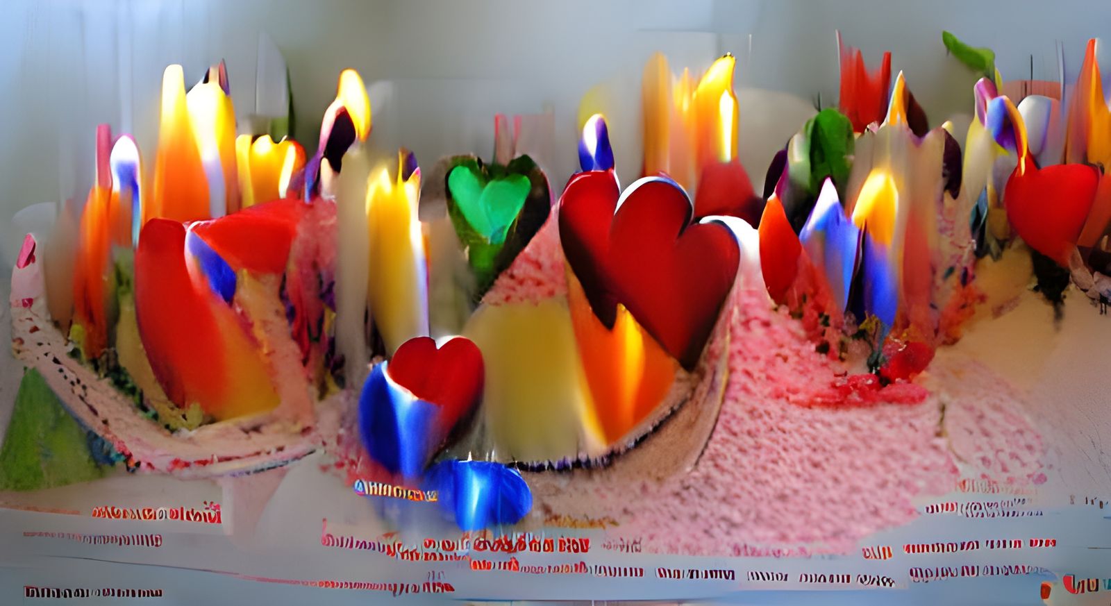 Colorful Birthday Hearts and Candles for Celebration