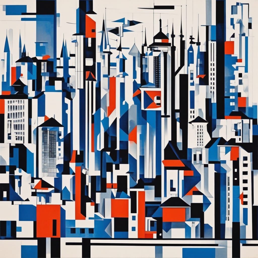 Futuristic Cityscape in Russian Constructivist Style