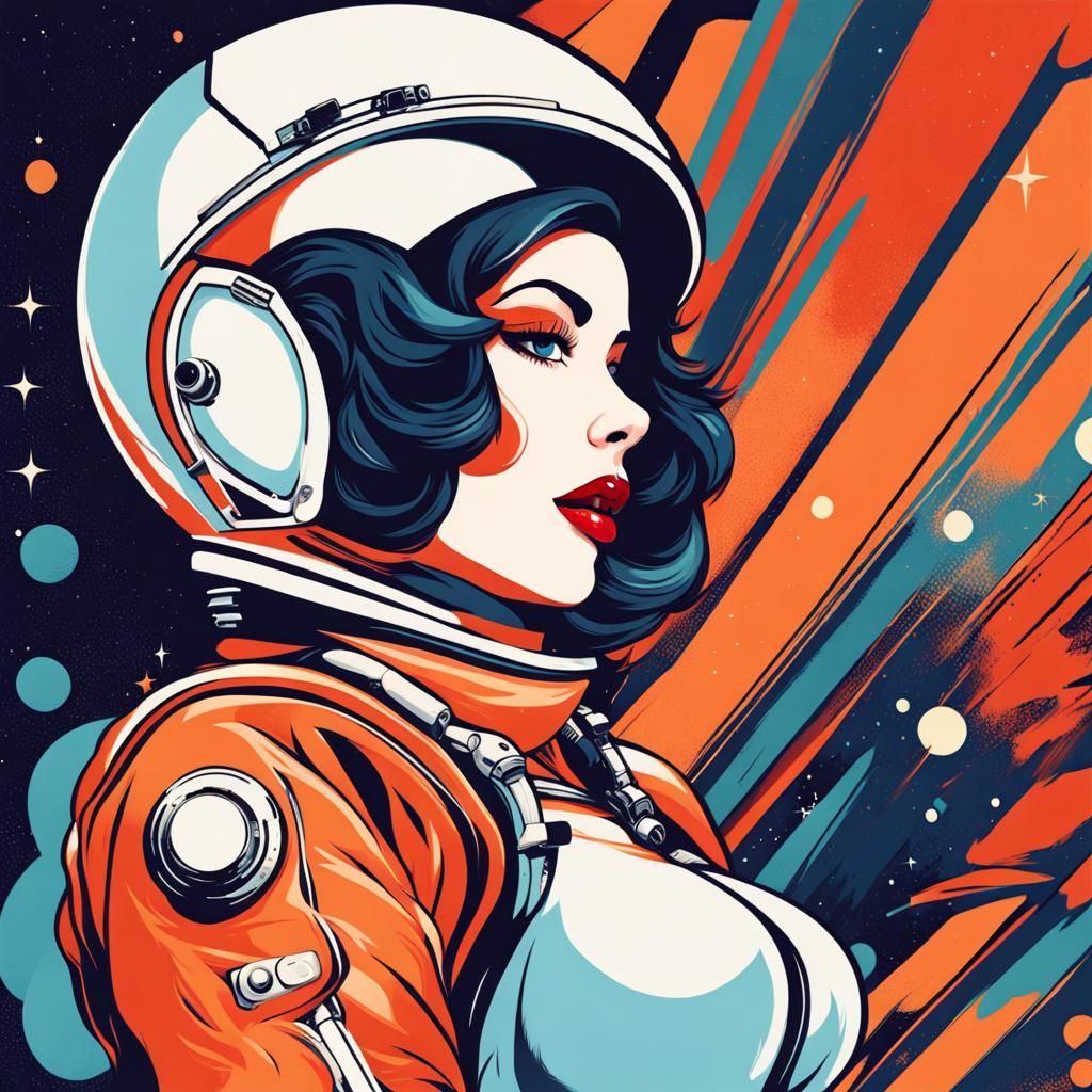 Abstract Pinup Space Girl in Fine Detail