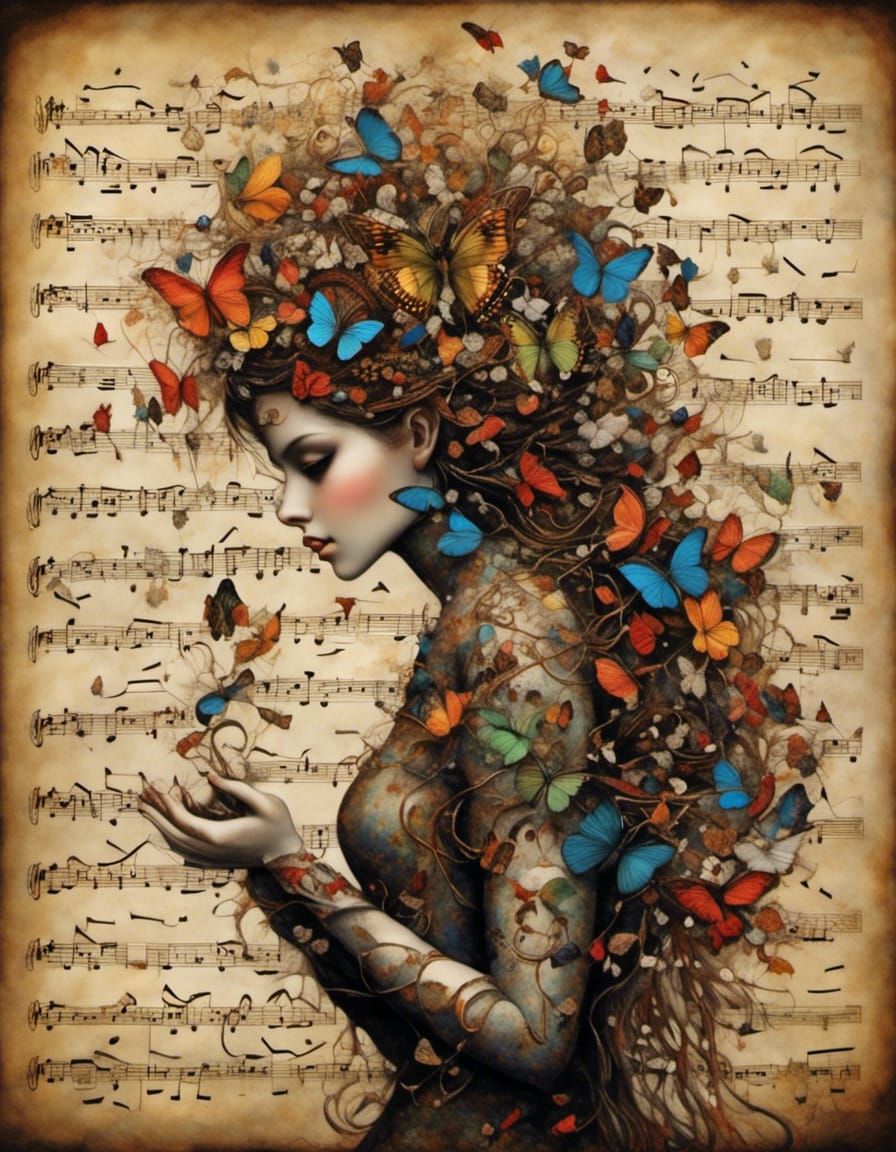 Dark Surreal Figure in Mixed Media Collage