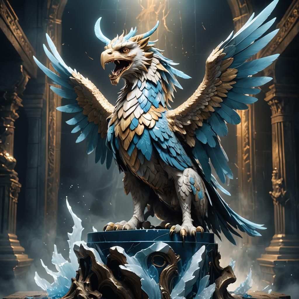 Demonic Porcelain Griffin in Anime Style