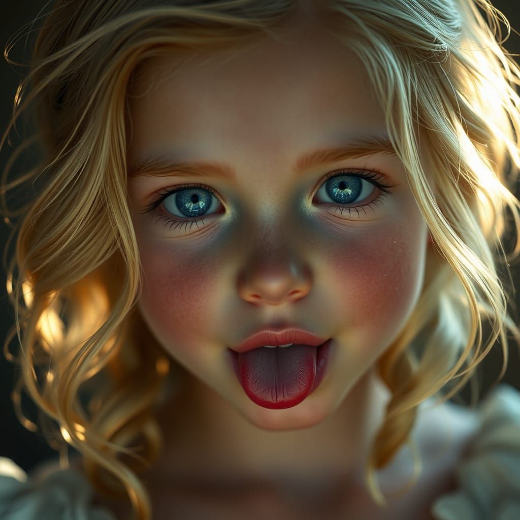 Young Girl with Blue Eyes, Fantasy Matte Painting
