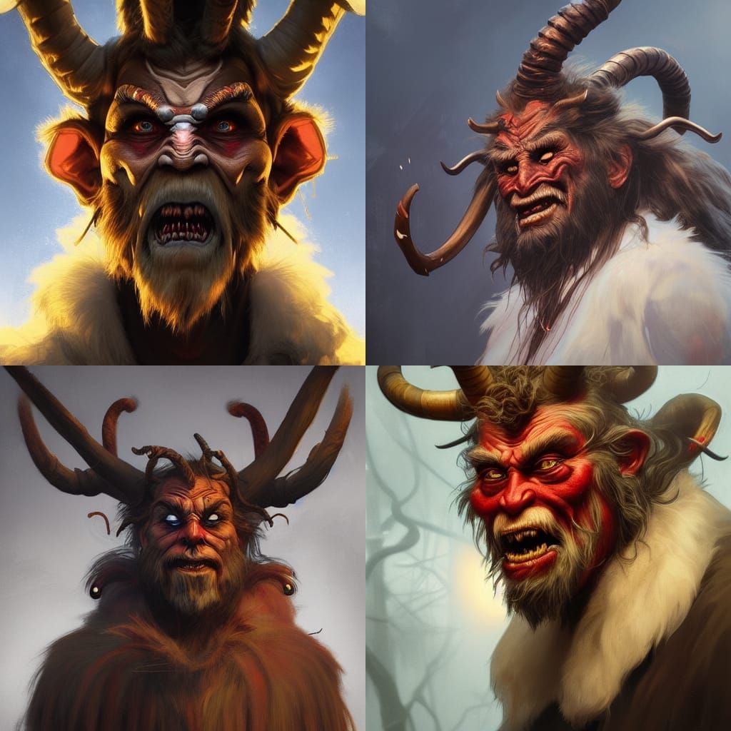 Detailed Krampus Portrait in Hyperrealistic Style