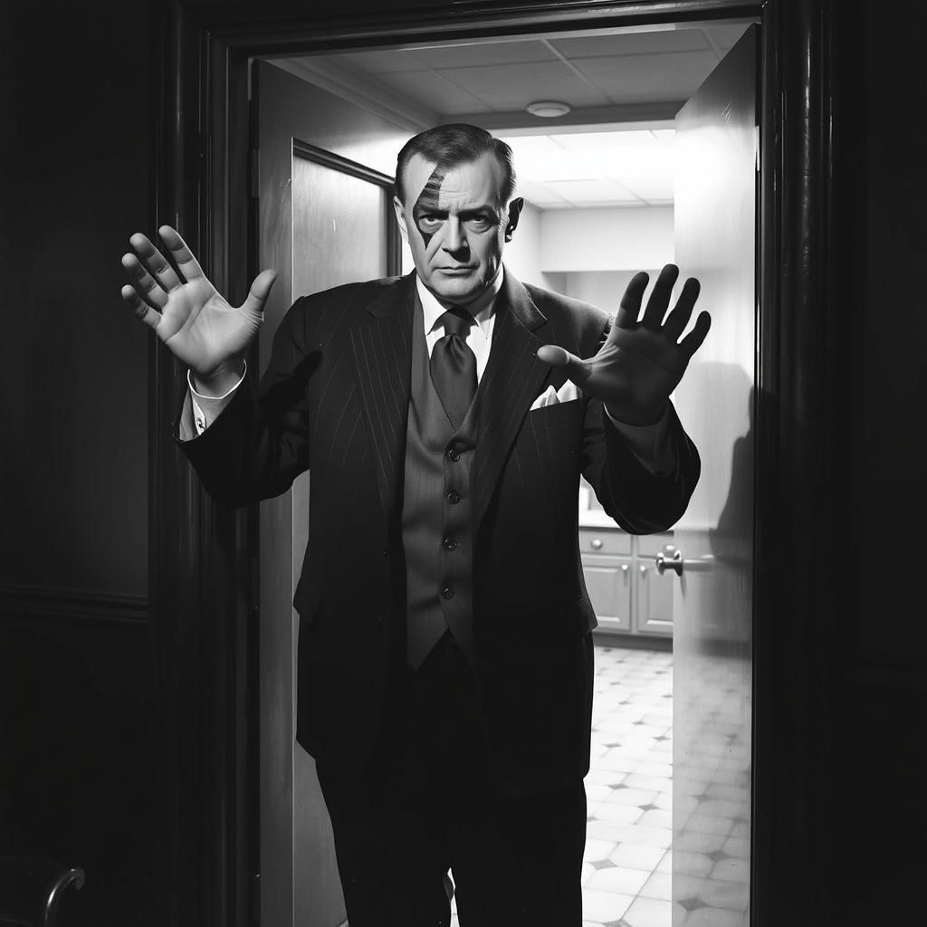 Imposing Dr. Moucably Welcomes Patients: 1940s Noir