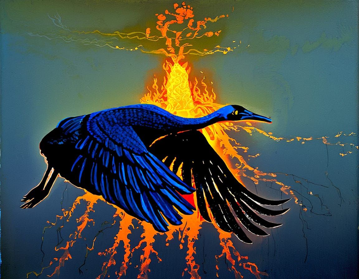 Fiery Deity Radiates Intense Power in a Blazing Inferno