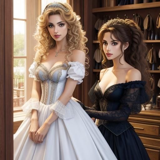 Princess Shopping at Dressmaker, Fantasy Art