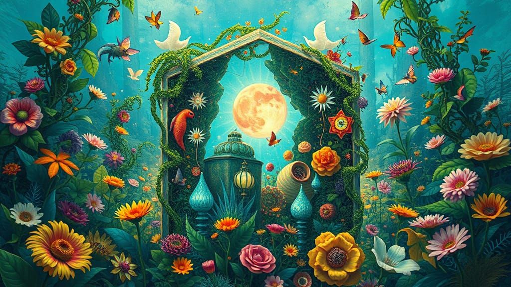 Surreal, Dreamlike Realm Emerges from Vibrant Fantasy Plant ...