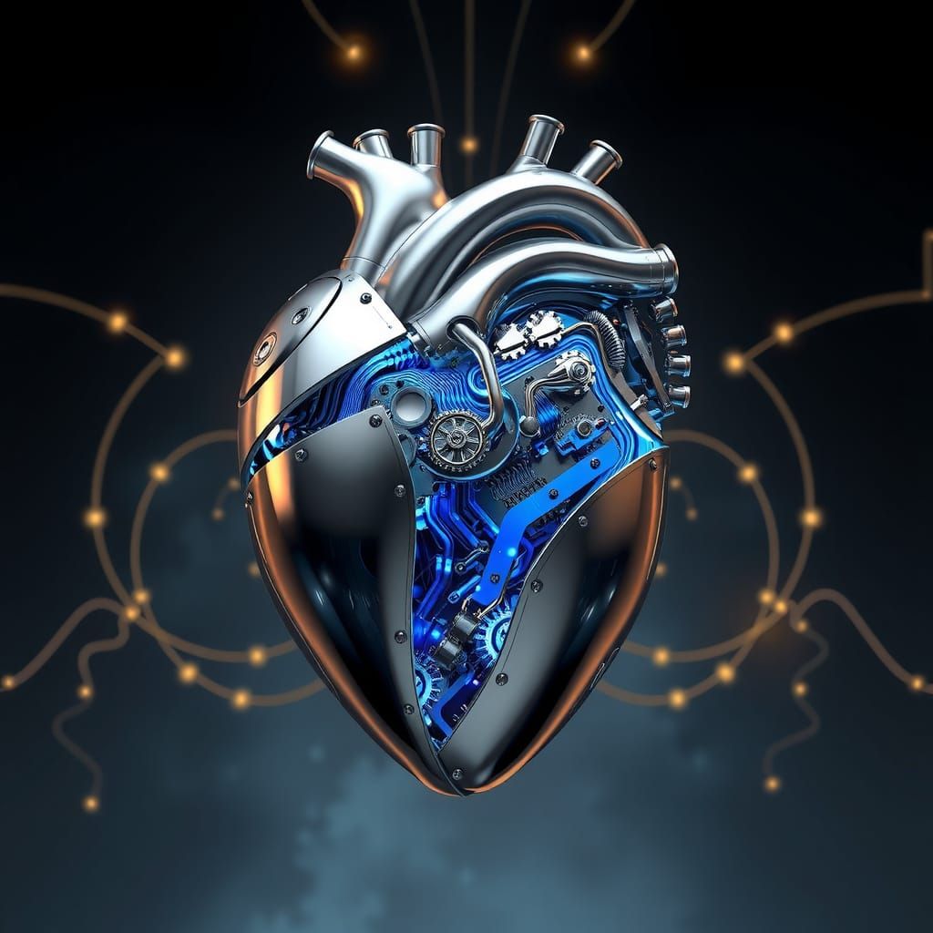 Surreal Masterpiece of Metallic Heartbeat in Hyper-Realistic...