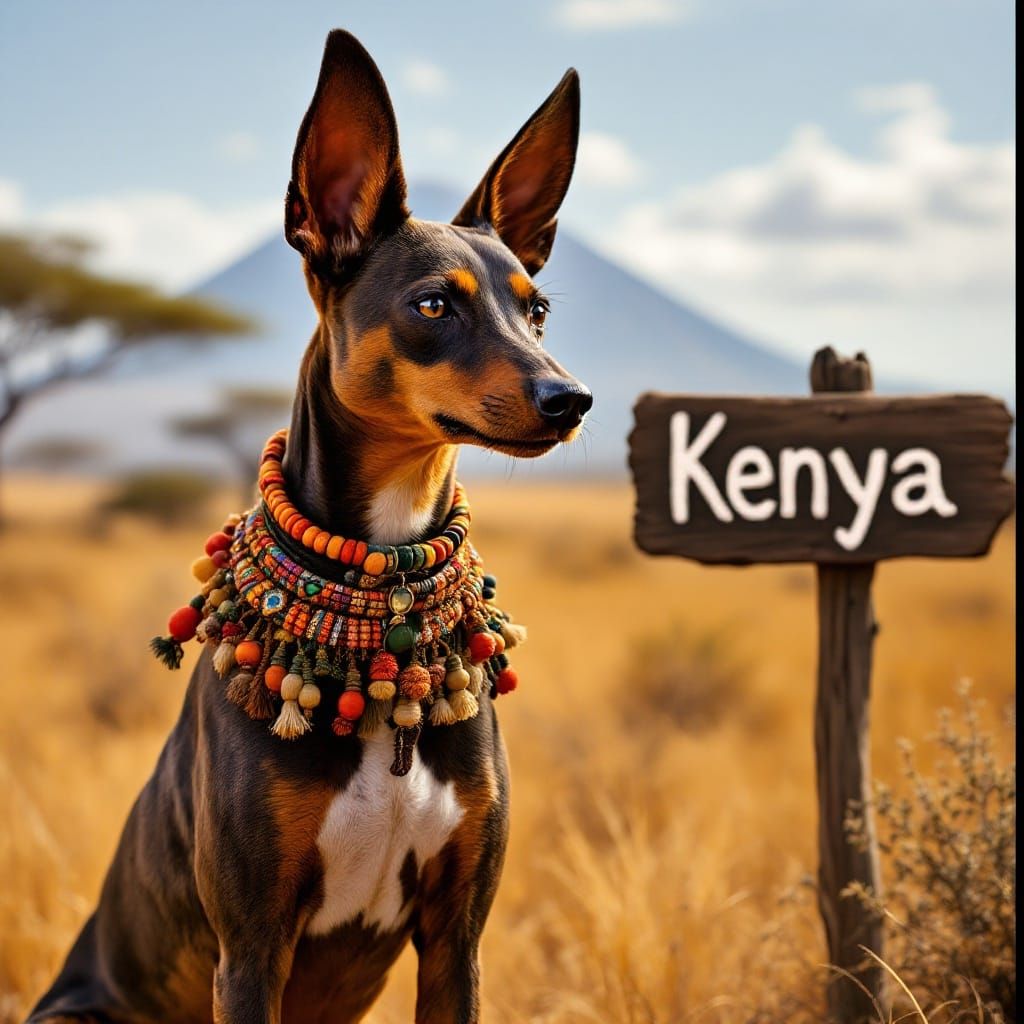 Semi-Anthropomorphic Basenji in Golden Kenyan Savanna