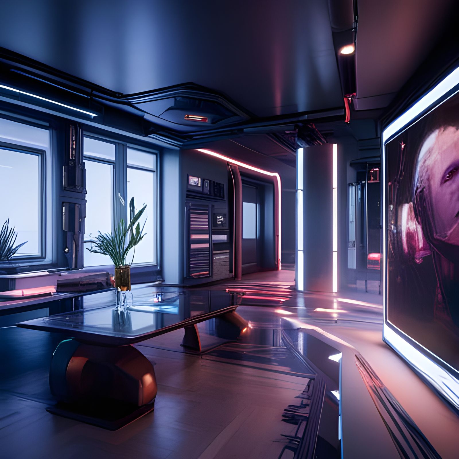 Futuristic Cyberpunk Apartment in 3D Cinematic Style