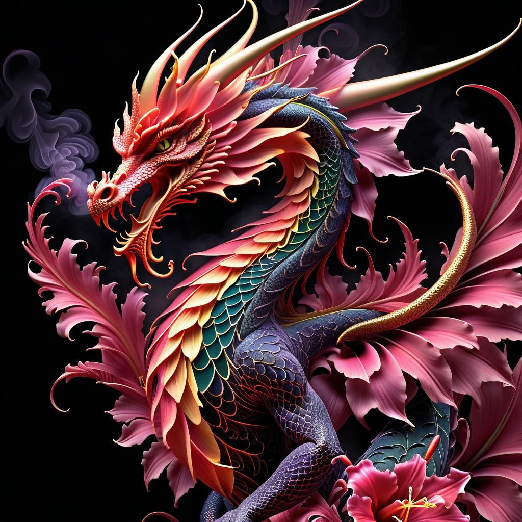 Gladiolus Dragon in Gothic Generative Art Style