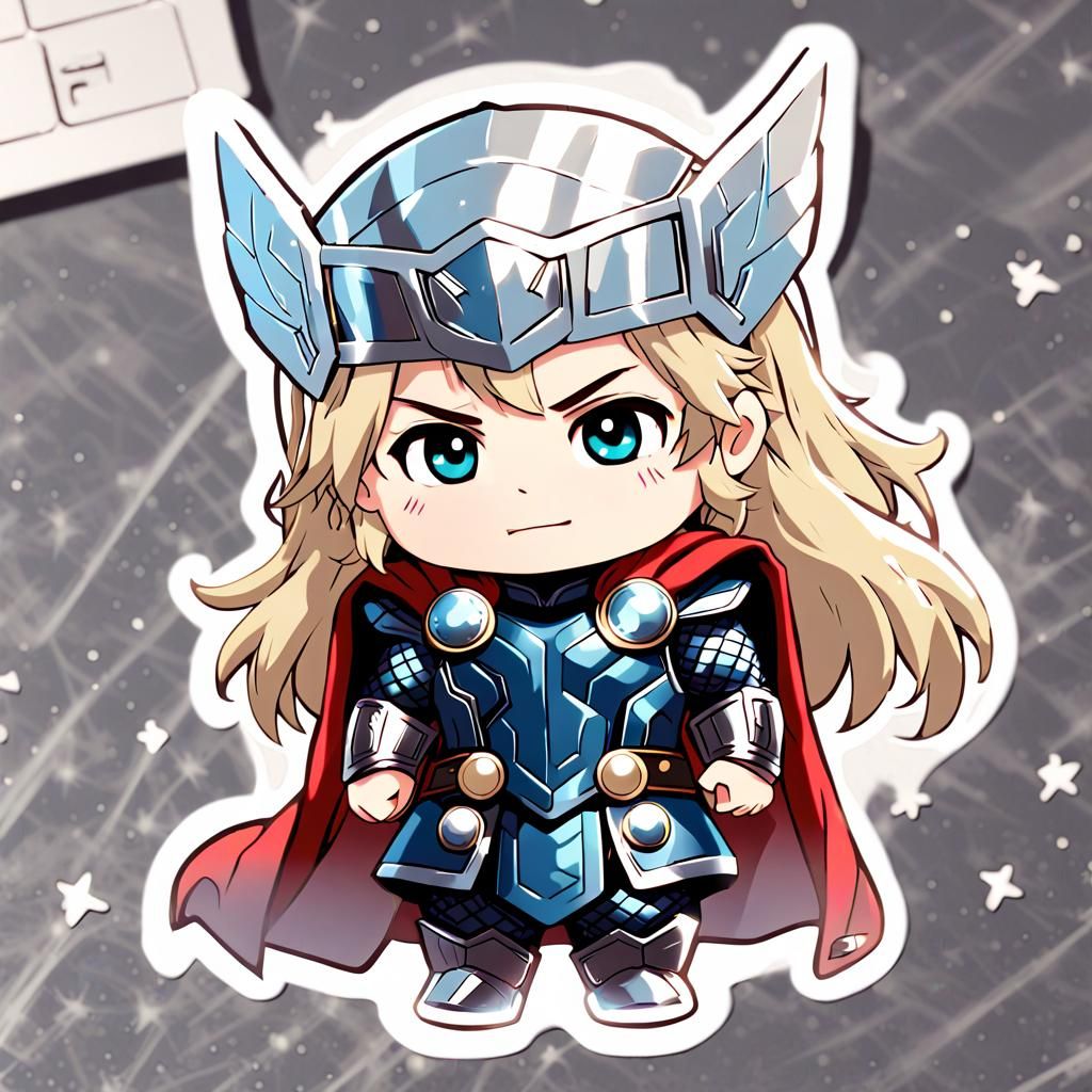 Cute Thor Chibi Sticker in Anime Style