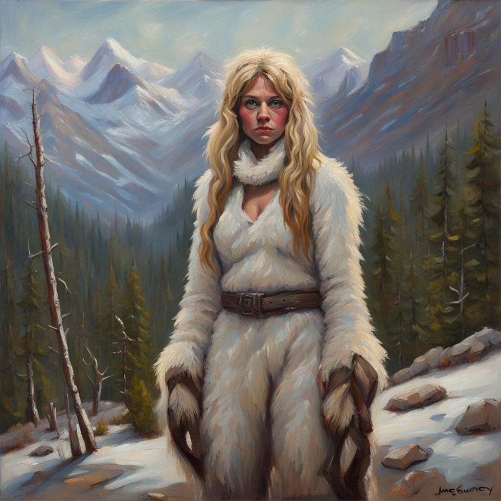 Yeti Girl Portrait in Oil Painting Style