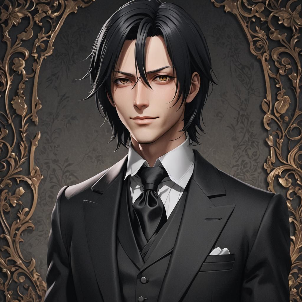 Sebastian Michaelis Anime Portrait in Victorian Setting