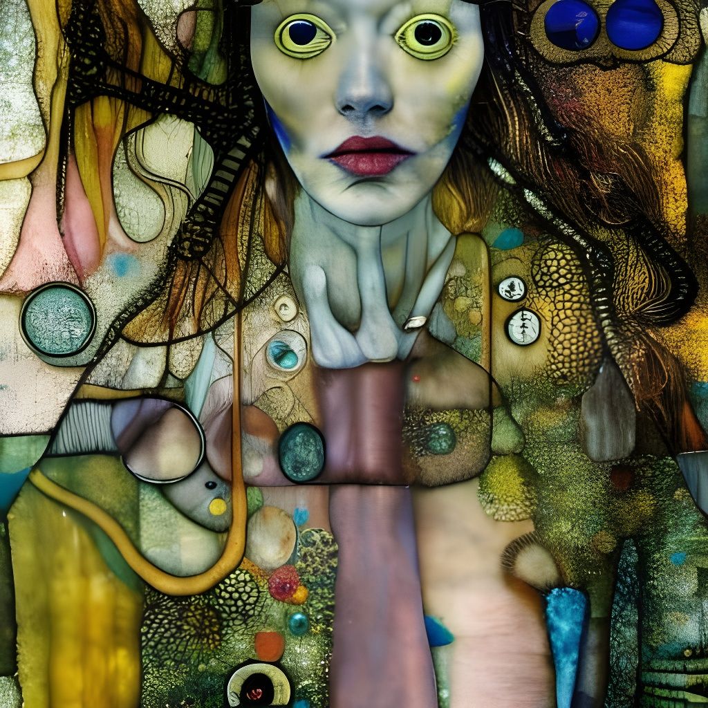 Surreal Woman in Alcohol Ink Style