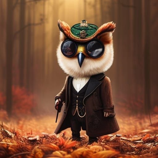 Steampunk Owl Portrait in London