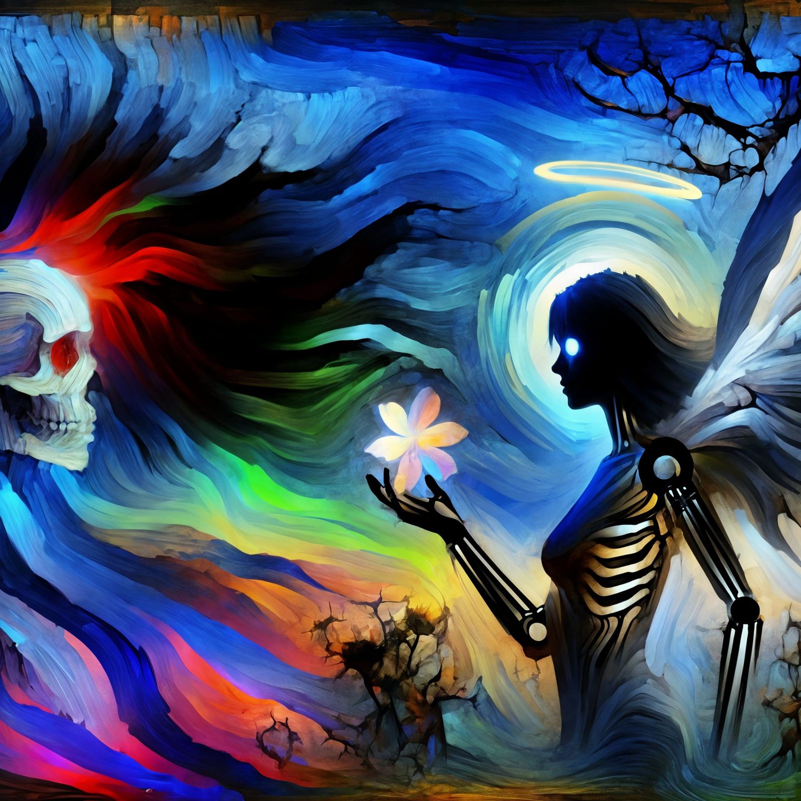 Moonlit Dreamscape in Dark Fantasy Cyberpunk Style