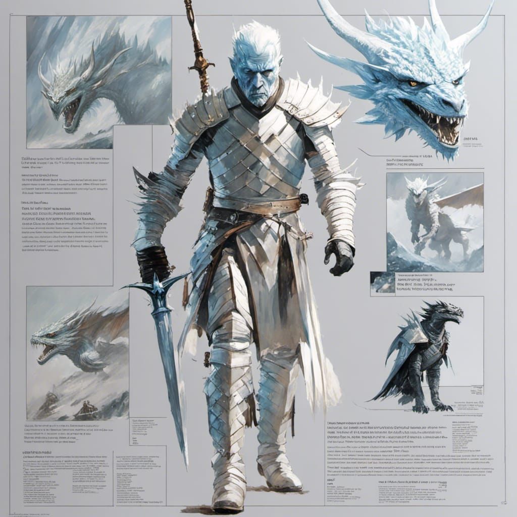 White Walker and Ice Dragon in Hyperrealism Style