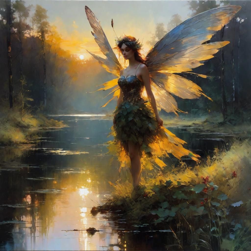 Woodland Fairy at Sunset: Matte Painting