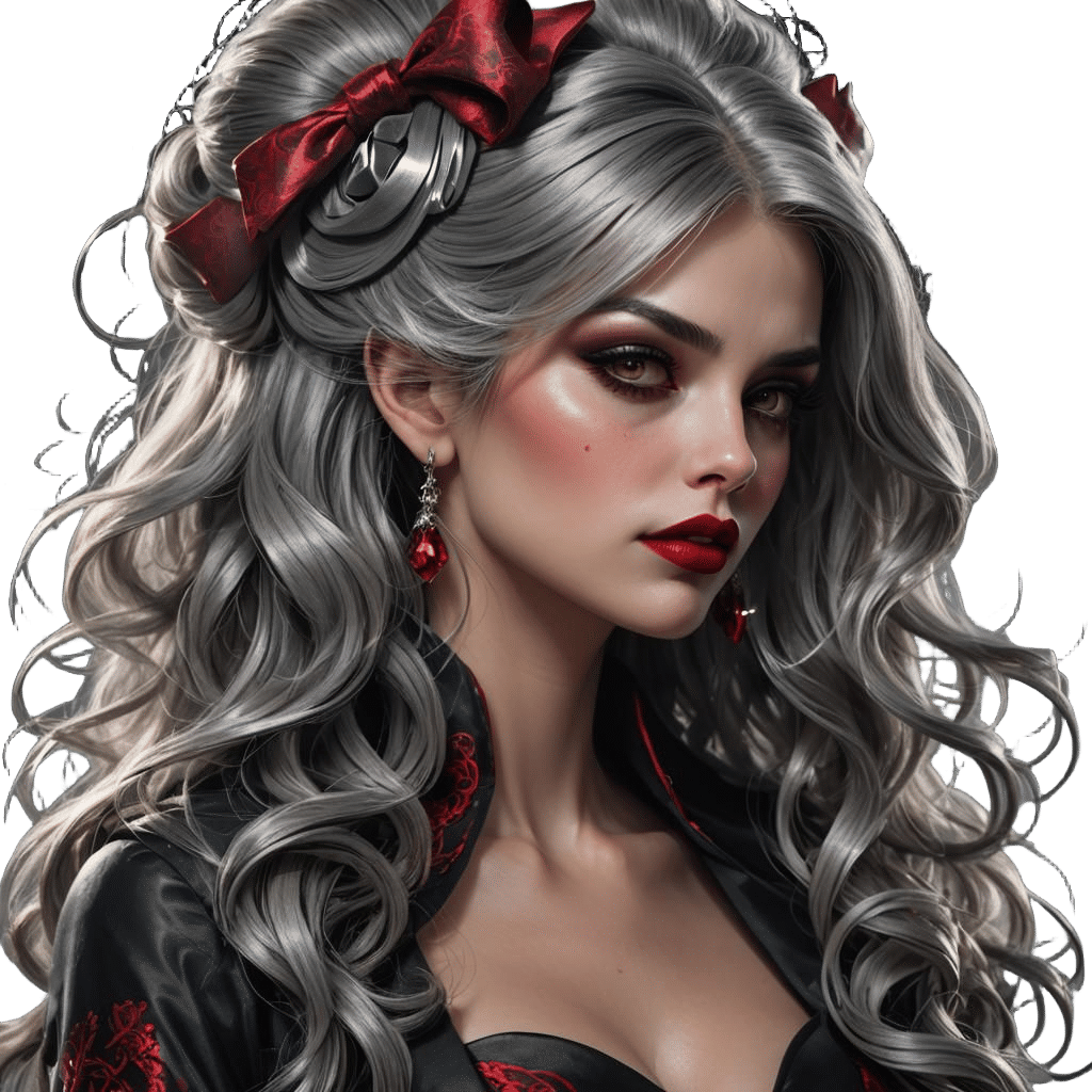 Stunning Woman with Grey Hair in Dark Fantasy Art